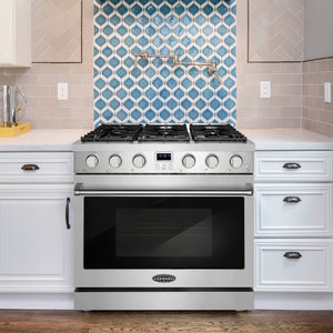 Cosmo Lumin 36" 6.0 cu. ft. Gas Range, 6 Burners, Convection Oven in Stainless Steel, COS-GRC366KB