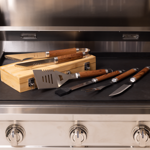 Induction Hardware Oak Grill Utensils Set