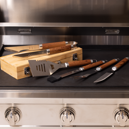 Induction Hardware Oak Grill Utensils Set