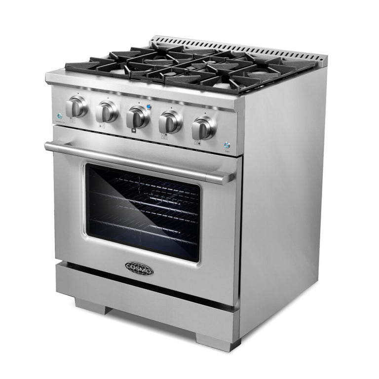 Cosmo Commercial 30" 3.5 cu. ft. Gas Range with 4 Burners and Heavy Duty Cast Iron Grates in Stainless Steel
, COS-GRP304