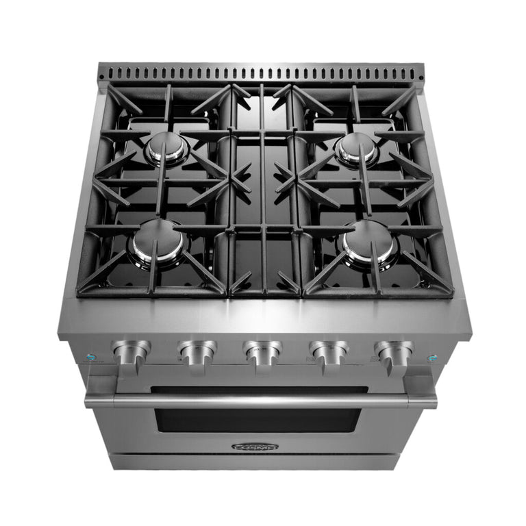Cosmo Commercial 30" 3.5 cu. ft. Gas Range with 4 Burners and Heavy Duty Cast Iron Grates in Stainless Steel
, COS-GRP304