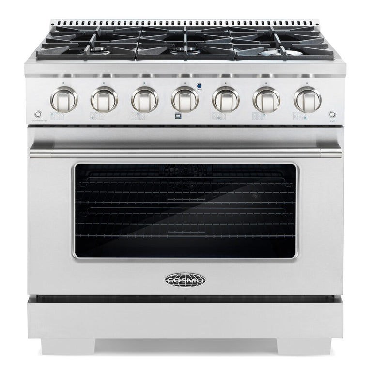 Cosmo Commercial 36" 4.5 cu. ft. Gas Range with 6 Italian Burners and Heavy Duty Cast Iron Grates in Stainless Steel
, COS-GRP366