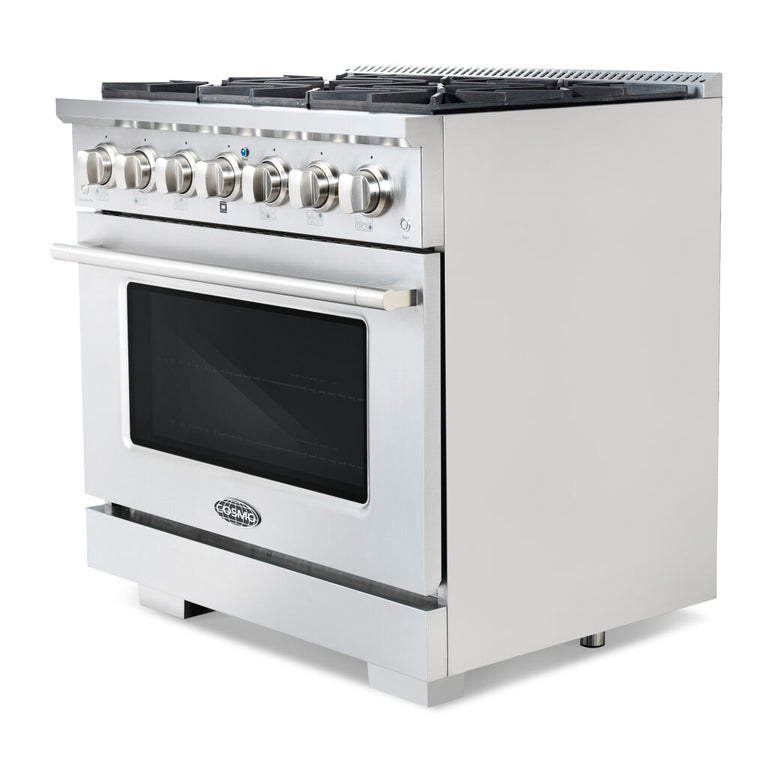 Cosmo Commercial 36" 4.5 cu. ft. Gas Range with 6 Italian Burners and Heavy Duty Cast Iron Grates in Stainless Steel
, COS-GRP366