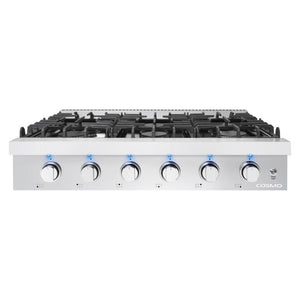 Cosmo 36" Slide-In Counter Gas Cooktop with 6 Sealed Italian Burners, COS-GRT366
