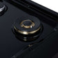 FORNO Ambassador Valente 36" Gas Cooktop, 6 Sealed Burners with Dual Ring Burner, Cast Iron Grates in Black with Antique Brass Accents and Copper Rivet Trim, FCTGS5799-36CPBLK