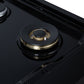 FORNO Ambassador Valente 36" Gas Cooktop, 6 Sealed Burners with Dual Ring Burner, Cast Iron Grates in Black with Antique Brass Accents and Copper Rivet Trim, FCTGS5799-36CPBLK