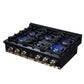 FORNO Ambassador Valente 36" Gas Cooktop, 6 Sealed Burners with Dual Ring Burner, Cast Iron Grates in Black with Antique Brass Accents and Copper Rivet Trim, FCTGS5799-36CPBLK