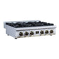 FORNO Ambassador Valente 36" Gas Cooktop, 6 Sealed Burners with Dual Ring Burner, Cast Iron Grates in White with Antique Brass Accents and Copper Rivet Trim, FCTGS5799-36CPWHT