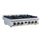 FORNO Ambassador Valente 36" Gas Cooktop, 6 Sealed Burners with Dual Ring Burner, Cast Iron Grates in White with Antique Brass Accents and Copper Rivet Trim, FCTGS5799-36CPWHT