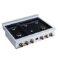 FORNO Ambassador Valente 36" Gas Cooktop, 6 Sealed Burners with Dual Ring Burner, Cast Iron Grates in White with Antique Brass Accents and Copper Rivet Trim, FCTGS5799-36CPWHT