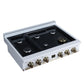 FORNO Ambassador Valente 36" Gas Cooktop, 6 Sealed Burners with Dual Ring Burner, Cast Iron Grates in White with Antique Brass Accents and Copper Rivet Trim, FCTGS5799-36CPWHT
