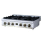 FORNO Ambassador Valente 36" Gas Cooktop, 6 Sealed Burners with Dual Ring Burner, Cast Iron Grates in White with Antique Brass Accents and Copper Rivet Trim, FCTGS5799-36CPWHT