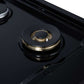 FORNO Ambassador Valente 48" Gas Cooktop, 8 Sealed Burners with 2 Dual Ring Burners, Cast Iron Grates in Black with Antique Brass Accents and Copper Rivet Trim, FCTGS5799-48CPBLK