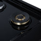 FORNO Ambassador Valente 48" Gas Cooktop, 8 Sealed Burners with 2 Dual Ring Burners, Cast Iron Grates in Black with Antique Brass Accents and Copper Rivet Trim, FCTGS5799-48CPBLK