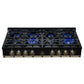FORNO Ambassador Valente 48" Gas Cooktop, 8 Sealed Burners with 2 Dual Ring Burners, Cast Iron Grates in Black with Antique Brass Accents and Copper Rivet Trim, FCTGS5799-48CPBLK