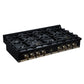 FORNO Ambassador Valente 48" Gas Cooktop, 8 Sealed Burners with 2 Dual Ring Burners, Cast Iron Grates in Black with Antique Brass Accents and Copper Rivet Trim, FCTGS5799-48CPBLK