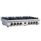 FORNO Ambassador Valente 48" Gas Cooktop, 8 Sealed Burners with 2 Dual Ring Burners, Cast Iron Grates in White with Antique Brass Accents and Copper Rivet Trim, FCTGS5799-48CPWHT