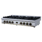 FORNO Ambassador Valente 48" Gas Cooktop, 8 Sealed Burners with 2 Dual Ring Burners, Cast Iron Grates in White with Antique Brass Accents and Copper Rivet Trim, FCTGS5799-48CPWHT
