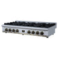 FORNO Ambassador Valente 48" Gas Cooktop, 8 Sealed Burners with 2 Dual Ring Burners, Cast Iron Grates in White with Antique Brass Accents and Copper Rivet Trim, FCTGS5799-48CPWHT