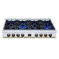 FORNO Ambassador Valente 48" Gas Cooktop, 8 Sealed Burners with 2 Dual Ring Burners, Cast Iron Grates in White with Antique Brass Accents and Copper Rivet Trim, FCTGS5799-48CPWHT