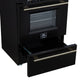 FORNO Breno 24" 2.3 cu. ft Freestanding Gas Range with 4 Sealed Burners, Storage Drawer and Air Fryer Kit in in Black with Antique Brass Accents, FFSGS6272-24BLK