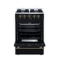 FORNO Breno 24" 2.3 cu. ft Freestanding Gas Range with 4 Sealed Burners, Storage Drawer and Air Fryer Kit in in Black with Antique Brass Accents, FFSGS6272-24BLK