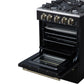 FORNO Breno 24" 2.3 cu. ft Freestanding Gas Range with 4 Sealed Burners, Storage Drawer and Air Fryer Kit in in Black with Antique Brass Accents, FFSGS6272-24BLK