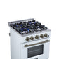 FORNO Breno 24" 2.3 cu. ft Freestanding Gas Range with 4 Sealed Burners, Storage Drawer and Air Fryer Kit in White with Antique Brass Accents, FFSGS6272-24WHT