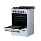 FORNO Breno 24" 2.3 cu. ft Freestanding Gas Range with 4 Sealed Burners, Storage Drawer and Air Fryer Kit in White with Antique Brass Accents, FFSGS6272-24WHT