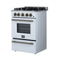 FORNO Breno 24" 2.3 cu. ft Freestanding Gas Range with 4 Sealed Burners, Storage Drawer and Air Fryer Kit in White with Antique Brass Accents, FFSGS6272-24WHT