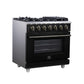 FORNO Massimo 36" 5.36 cu. ft. Freestanding Gas Range with 6 Sealed Burners, Air Fryer Kit, Wok Support & Griddle in Black with Antique Brass Accents, FFSGS6239-36BLK