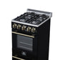 FORNO Lamazze 20" 2.05 cu.ft. Freestanding Gas Range with 4 Sealed Burners in Black with Antique Brass Accents, FFSGS6265-20BLK