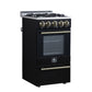 FORNO Lamazze 20" 2.05 cu.ft. Freestanding Gas Range with 4 Sealed Burners in Black with Antique Brass Accents, FFSGS6265-20BLK