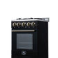 FORNO Lamazze 20" 2.05 cu.ft. Freestanding Gas Range with 4 Sealed Burners in Black with Antique Brass Accents, FFSGS6265-20BLK