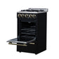 FORNO Lamazze 20" 2.05 cu.ft. Freestanding Gas Range with 4 Sealed Burners in Black with Antique Brass Accents, FFSGS6265-20BLK