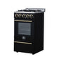 FORNO Lamazze 20" 2.05 cu.ft. Freestanding Gas Range with 4 Sealed Burners in Black with Antique Brass Accents, FFSGS6265-20BLK