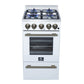 FORNO Lamazze 20" 2.05 cu.ft. Freestanding Gas Range with 4 Sealed Burners in White with Antique Brass Accents, FFSGS6265-20WHT