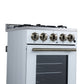 FORNO Lamazze 20" 2.05 cu.ft. Freestanding Gas Range with 4 Sealed Burners in White with Antique Brass Accents, FFSGS6265-20WHT