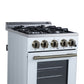 FORNO Lamazze 20" 2.05 cu.ft. Freestanding Gas Range with 4 Sealed Burners in White with Antique Brass Accents, FFSGS6265-20WHT