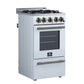FORNO Lamazze 20" 2.05 cu.ft. Freestanding Gas Range with 4 Sealed Burners in White with Antique Brass Accents, FFSGS6265-20WHT