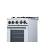 FORNO Lamazze 20" 2.05 cu.ft. Freestanding Gas Range with 4 Sealed Burners in White with Antique Brass Accents, FFSGS6265-20WHT