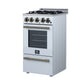 FORNO Lamazze 20" 2.05 cu.ft. Freestanding Gas Range with 4 Sealed Burners in White with Antique Brass Accents, FFSGS6265-20WHT