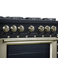 FORNO Ambassador Valente 36" 5.2 cu. ft. Gas Range, 6 Sealed Burners, Convection Oven in Black with Antique Brass Accents and Copper Rivet Trim, FFSGS6299-36CPBLK