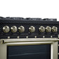 FORNO Ambassador Valente 36" 5.2 cu. ft. Gas Range, 6 Sealed Burners, Convection Oven in Black with Antique Brass Accents and Copper Rivet Trim, FFSGS6299-36CPBLK