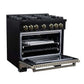FORNO Ambassador Valente 36" 5.2 cu. ft. Gas Range, 6 Sealed Burners, Convection Oven in Black with Antique Brass Accents and Copper Rivet Trim, FFSGS6299-36CPBLK