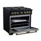 FORNO Ambassador Valente 36" 5.2 cu. ft. Gas Range, 6 Sealed Burners, Convection Oven in Black with Antique Brass Accents and Copper Rivet Trim, FFSGS6299-36CPBLK