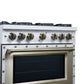 FORNO Ambassador Valente 36" 5.2 cu. ft. Gas Range, 6 Sealed Burners, Convection Oven in White with Antique Brass Accents and Copper Rivet Trim, FFSGS6299-36CPWHT
