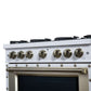 FORNO Ambassador Valente 36" 5.2 cu. ft. Gas Range, 6 Sealed Burners, Convection Oven in White with Antique Brass Accents and Copper Rivet Trim, FFSGS6299-36CPWHT