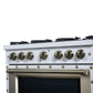 FORNO Ambassador Valente 36" 5.2 cu. ft. Gas Range, 6 Sealed Burners, Convection Oven in White with Antique Brass Accents and Copper Rivet Trim, FFSGS6299-36CPWHT