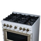 FORNO Ambassador Valente 36" 5.2 cu. ft. Gas Range, 6 Sealed Burners, Convection Oven in White with Antique Brass Accents and Copper Rivet Trim, FFSGS6299-36CPWHT